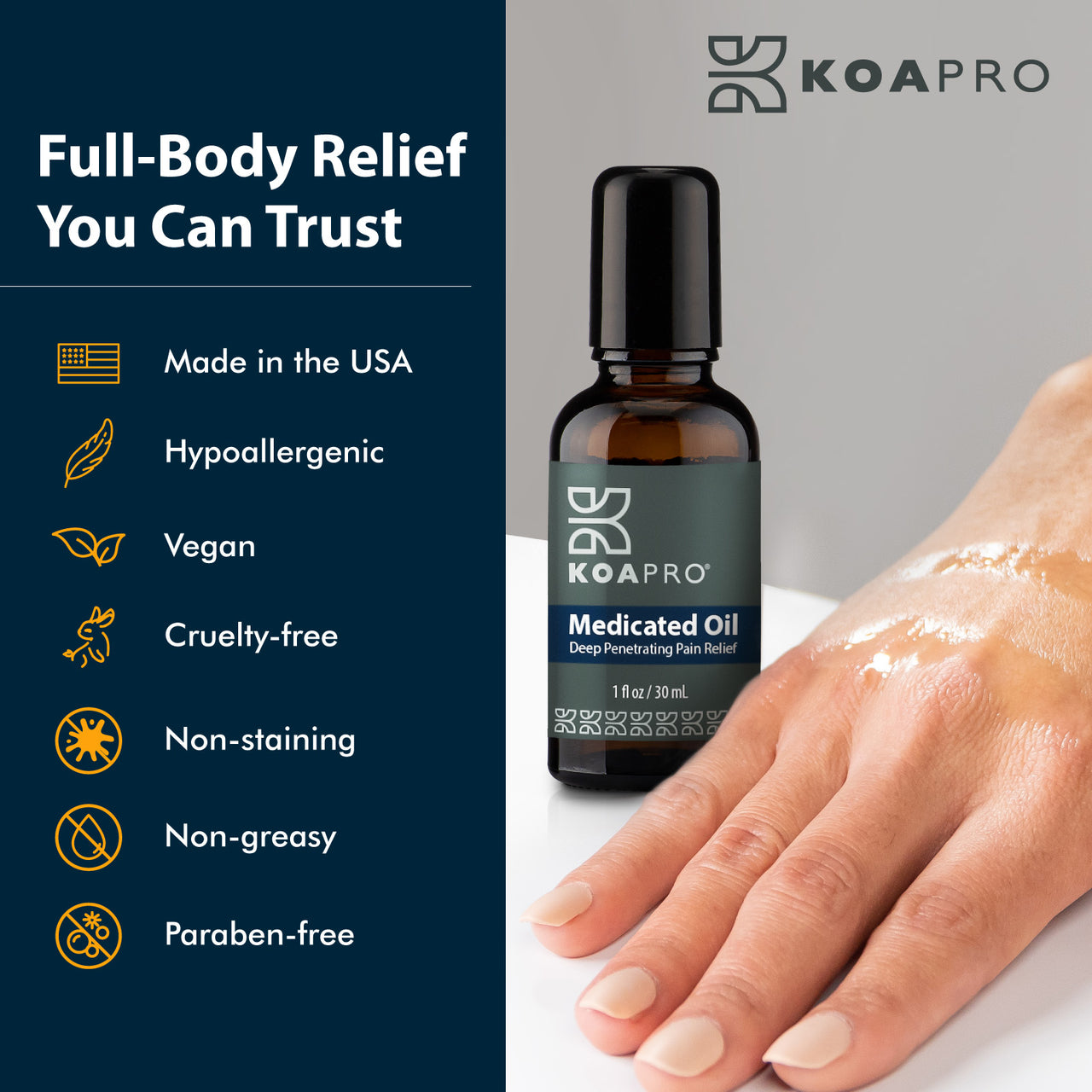 Medicated Oil: Full-Body Relief You Can Trust. Made in the USA.